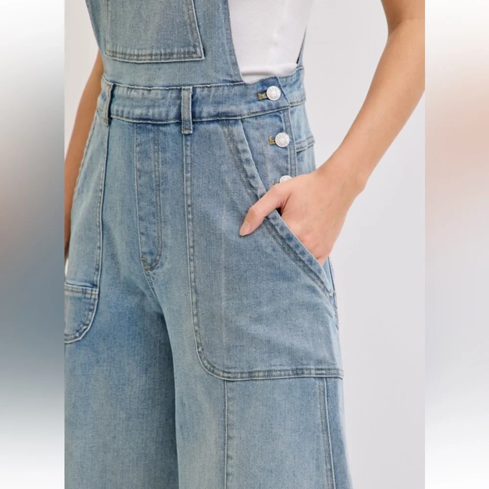 Women's Light Blue Denim Overalls - Picture 5 of 11